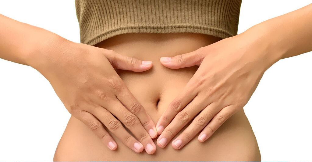 a woman with Upper Gastrointestinal issues